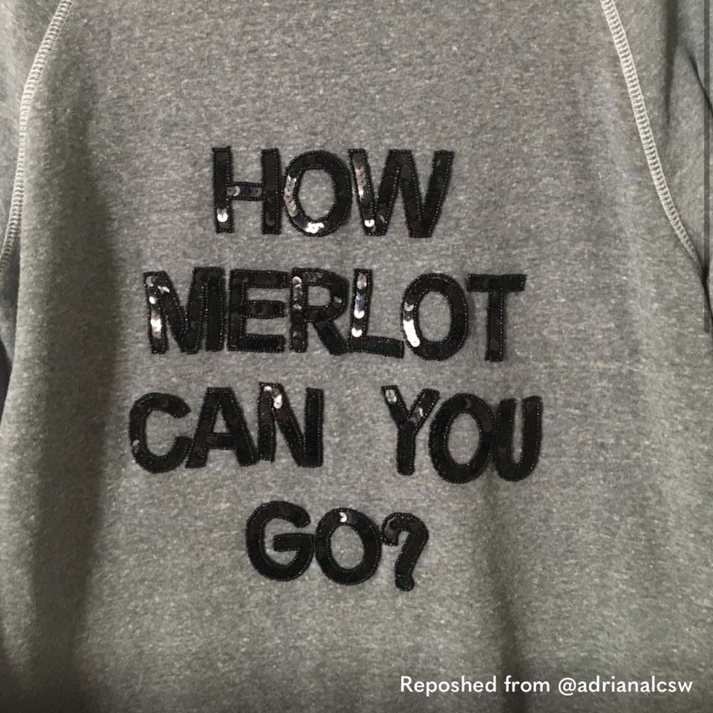 Grey Sweatshirt with Sequin Text